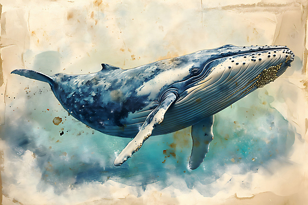 JPG 백그라운드 일러스트 사람없음 파란색 고래 디지털합성 질감 번짐 편집소스 국내일러스트 AI일러스트 AI콘텐츠 컬러 포유류 수중동물 파일형식 효과