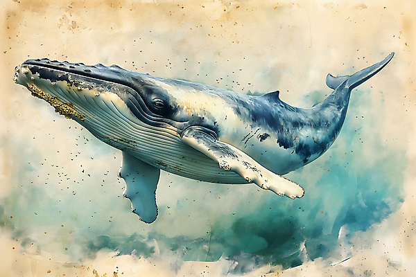 JPG 백그라운드 일러스트 사람없음 파란색 고래 디지털합성 질감 번짐 편집소스 국내일러스트 AI일러스트 AI콘텐츠 컬러 포유류 수중동물 파일형식 효과