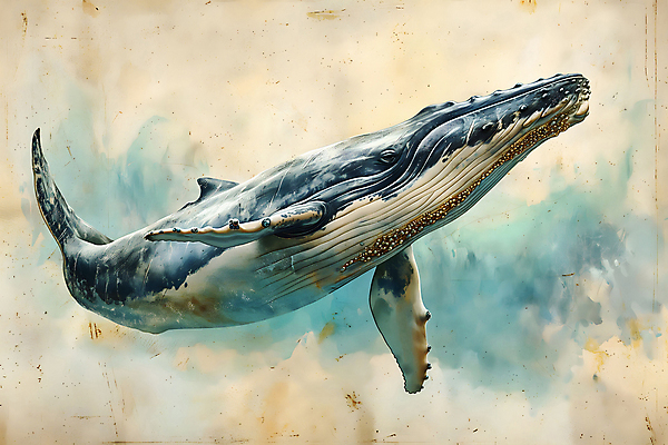 JPG 백그라운드 일러스트 사람없음 파란색 고래 디지털합성 질감 번짐 편집소스 국내일러스트 AI일러스트 AI콘텐츠 컬러 포유류 수중동물 파일형식 효과