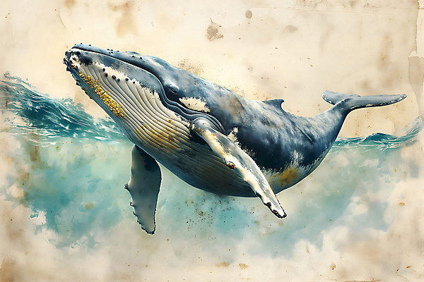 JPG 백그라운드 일러스트 사람없음 파란색 고래 디지털합성 질감 번짐 편집소스 국내일러스트 AI일러스트 AI콘텐츠 컬러 포유류 수중동물 파일형식 효과