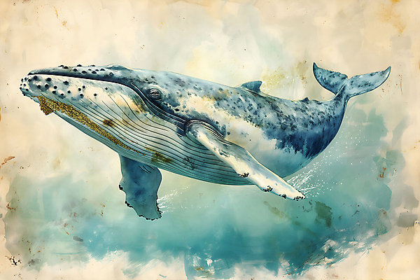 JPG 백그라운드 일러스트 사람없음 파란색 고래 디지털합성 질감 번짐 편집소스 국내일러스트 AI일러스트 AI콘텐츠 컬러 포유류 수중동물 파일형식 효과