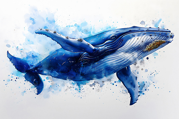 JPG 백그라운드 일러스트 사람없음 파란색 고래 디지털합성 질감 번짐 편집소스 국내일러스트 AI일러스트 AI콘텐츠 컬러 포유류 수중동물 파일형식 효과