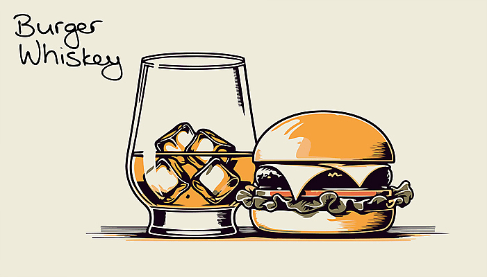 음료 술잔 일러스트 잔 주류 사람없음 얼음 햄버거 알코올 복고 위스키 국내일러스트 AI파일 자연요소 식기 패스트푸드 파일형식 벡터