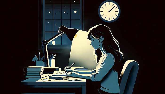 JPG 여자 시계 일러스트 창문 조명 실내 한명 상반신 성인 야간 집중 디지털합성 자기계발 성인여자한명만 국내일러스트 AI일러스트 AI콘텐츠 자연요소 1 컨셉 사람 내부 여자한명만 성인여자만 파일형식