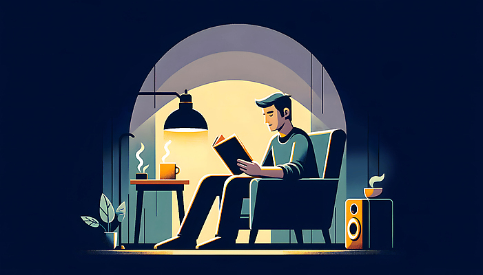 JPG 전신 식물 남자 화분 커피 일러스트 조명 실내 한명 앉기 성인 소파 독서 스피커 야간 집중 디지털합성 자기계발 성인남자한명만 국내일러스트 AI일러스트 AI콘텐츠 자연요소 1 음료 음향기기 컨셉 의자 모션 사람 내부 남자한명만 성인남자만 파일형식