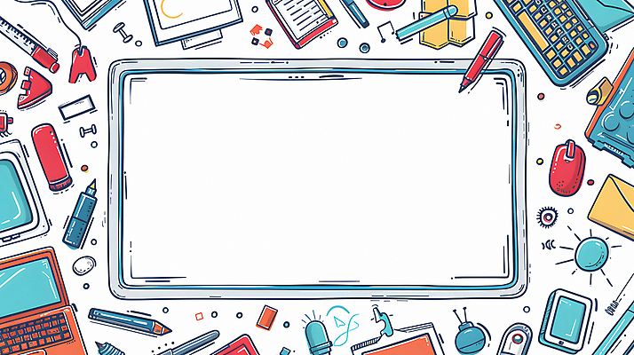 JPG 교육 일러스트 수업 프레임 사람없음 노트북 펜 키보드 마우스 편지 디지털합성 카피스페이스 국내일러스트 AI일러스트 AI콘텐츠 전자제품 필기구 컴퓨터용품 공백 파일형식