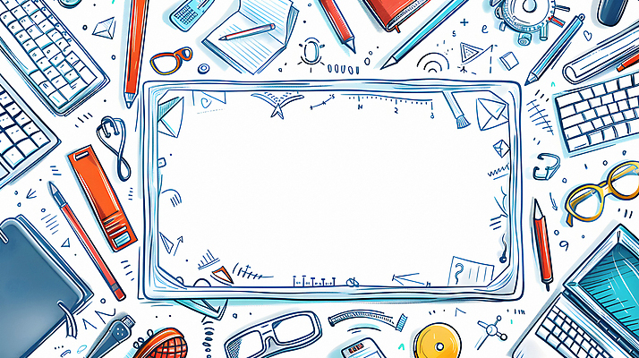 JPG 교육 안경 일러스트 수업 프레임 사람없음 노트북 전자제품 연필 펜 키보드 디지털합성 카피스페이스 국내일러스트 AI일러스트 AI콘텐츠 잡화 학용품 필기구 공백 파일형식