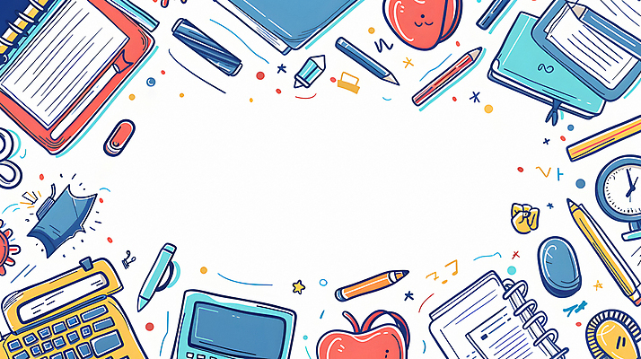 JPG 교육 일러스트 수업 프레임 사람없음 태블릿 연필 펜 디지털합성 스프링노트 스톱워치 카피스페이스 국내일러스트 AI일러스트 AI콘텐츠 시계 학용품 전자제품 스마트기기 필기구 공책 공백 파일형식