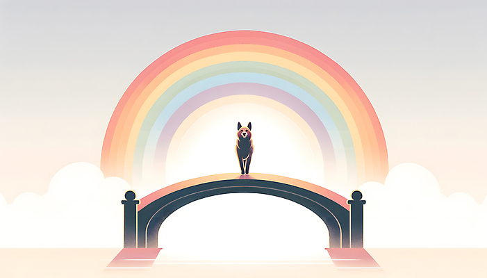 JPG 반려견 무지개 일러스트 사람없음 강아지 추억 디지털합성 건너기 무지개다리 추모 국내일러스트 펫로스증후군 반려동물장례 AI일러스트 AI콘텐츠 자연요소 컨셉 모션 반려동물 다리_건축물 개 질병 장례 파일형식