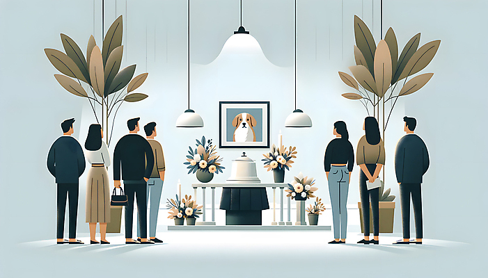 JPG 전신 여자 남자 꽃 화분 반려견 잎 일러스트 전등 여러명 성인 강아지 추억 디지털합성 장례식 추모 성인만 국내일러스트 펫로스증후군 반려동물장례 AI일러스트 AI콘텐츠 식물 다수 컨셉 조명 사람 반려동물 개 질병 장례 파일형식