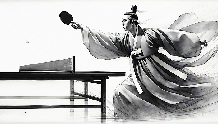 JPG 남자 스포츠 일러스트 흑백 한명 성인 운동 탁구채 전통의상 한복 탁구 조선시대 디지털합성 역동적 탁구대 성인남자한명만 스매싱 국내일러스트 AI일러스트 AI콘텐츠 1 한국전통 전통 컨셉 모션 촬영기법 건강 사람 구기 라켓 탁구용품 역사 남자한명만 성인남자만 파일형식