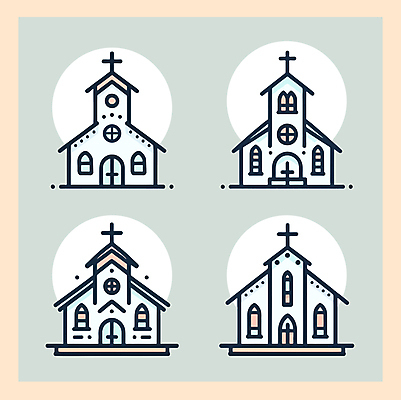 아이콘 기독교 십자가 사람없음 세트 교회 2D아이콘 AI파일 종교 종교건축 건물 파일형식 벡터