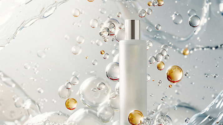 JPG 편집이미지 사람없음 뷰티 화장품 물방울 오브젝트 공병 카피스페이스 이미지편집 편집실사 AI컴퓨터그래픽 AI콘텐츠 공백 CG 병_담는 파일형식