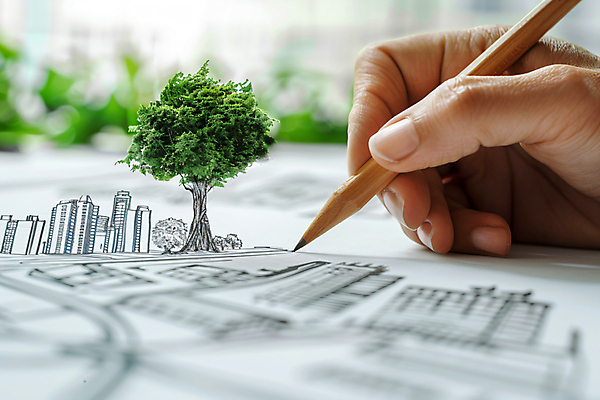 JPG 나무 편집이미지 손 종이 신체부위 연필 잡기 도시 그리기 계획 스케치 디지털합성 친환경 정부정책 정책 편집실사 AI인물포토 AI콘텐츠 식물 컨셉 모션 학용품 미술 사람 필기구 환경 CG 파일형식 AI포토