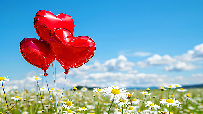 JPG 구름 편집이미지 꽃밭 자연 하늘 사랑 사람없음 야외 빨간색 햇빛 봄 디지털합성 하트풍선 편집실사 AI포토 AI콘텐츠 자연요소 계절 꽃 감정 컬러 태양 하트 CG 생태계 풍선 파일형식