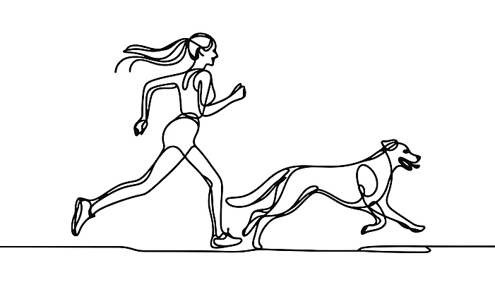 여자 반려견 라인일러스트 일러스트 한명 성인 운동복 달리기 조깅 운동 검은색 산책 흰색 개 드로잉 단순화된 성인여자한명만 국내일러스트 AI파일 1 옷 컬러 포유류 모션 휴식 건강 미술 사람 반려동물 여자한명만 성인여자만 파일형식 벡터