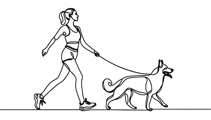 여자 반려견 라인일러스트 일러스트 한명 성인 운동복 조깅 운동 검은색 산책 흰색 잡기 개 드로잉 목줄 단순화된 성인여자한명만 국내일러스트 AI파일 1 옷 컬러 포유류 모션 휴식 건강 미술 사람 반려동물 여자한명만 성인여자만 파일형식 벡터 반려용품