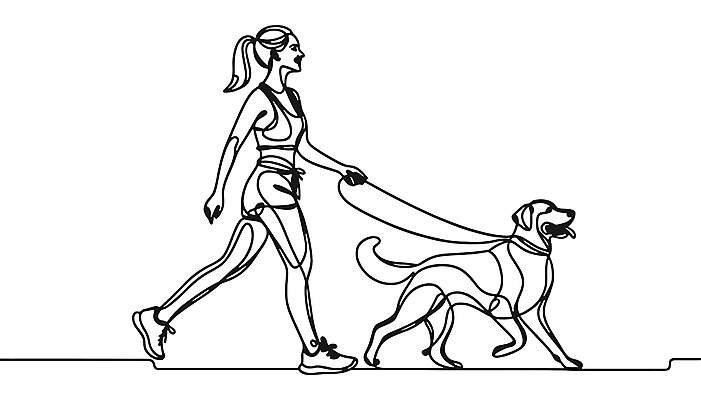 여자 반려견 라인일러스트 일러스트 한명 성인 운동복 조깅 운동 검은색 산책 흰색 잡기 개 드로잉 목줄 단순화된 성인여자한명만 국내일러스트 AI파일 1 옷 컬러 포유류 모션 휴식 건강 미술 사람 반려동물 여자한명만 성인여자만 파일형식 벡터 반려용품
