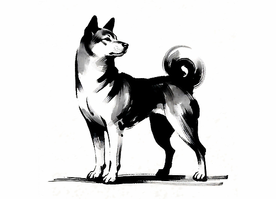 JPG 한마리 일러스트 붓터치 수묵화 사람없음 검은색 개 강아지 국내일러스트 AI일러스트 AI콘텐츠 1 컬러 포유류 미술 반려동물 파일형식