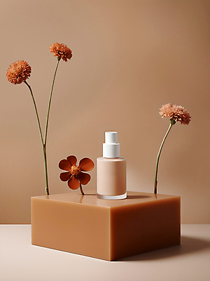 JPG 편집이미지 꽃 사람없음 뷰티 갈색 화장품 디지털합성 모던 심플 스킨케어 공병 베이지색 목업 편집소스 세련 2025년 트렌드컬러 편집실사 모카무스 AI포토 AI콘텐츠 식물 컬러 연도 CG 병_담는 파일형식