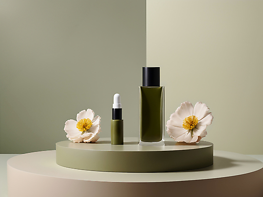 JPG 편집이미지 꽃 백그라운드 사람없음 뷰티 화장품 디지털합성 모던 데이지 심플 공병 에센스 목업 편집소스 세련 편집실사 AI포토 AI콘텐츠 식물 CG 병_담는 파일형식