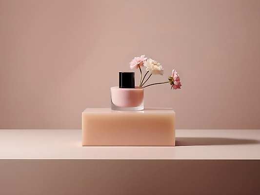 JPG 편집이미지 꽃 국화 사람없음 뷰티 화장품 향수 디지털합성 모던 심플 공병 베이지색 목업 편집소스 세련 편집실사 AI포토 AI콘텐츠 식물 컬러 CG 병_담는 파일형식