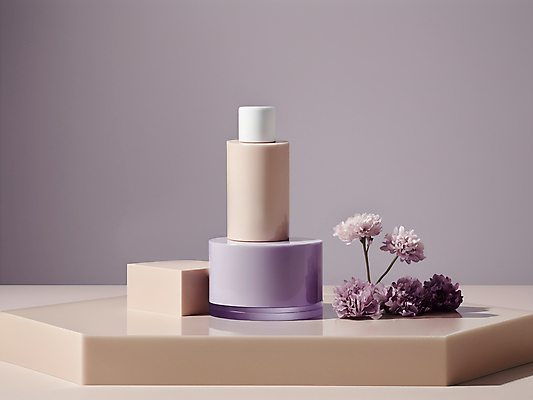 JPG 편집이미지 꽃 국화 사람없음 뷰티 화장품 디지털합성 모던 심플 연보라색 스킨케어 공병 베이지색 목업 편집소스 세련 편집실사 AI포토 AI콘텐츠 식물 컬러 보라색 CG 병_담는 파일형식