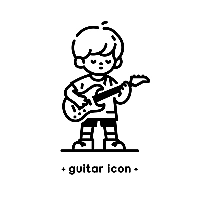 전신 아이콘 남자 어린이 악기 한명 들기 소년 기타 일렉기타 라인아이콘 소년한명만 2D아이콘 AI파일 1 음악 모션 현악기 사람 남자한명만 소년만 파일형식 벡터