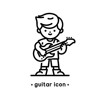 전신 아이콘 남자 어린이 악기 한명 들기 소년 기타 일렉기타 라인아이콘 소년한명만 2D아이콘 AI파일 1 음악 모션 현악기 사람 남자한명만 소년만 파일형식 벡터