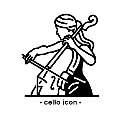 아이콘 여자 악기 연주 한명 들기 성인 라인아이콘 첼로 성인여자한명만 2D아이콘 AI파일 1 음악 모션 사람 여자한명만 성인여자만 파일형식 벡터 찰현악기
