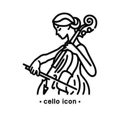 아이콘 여자 악기 연주 한명 들기 성인 라인아이콘 첼로 성인여자한명만 2D아이콘 AI파일 1 음악 모션 사람 여자한명만 성인여자만 파일형식 벡터 찰현악기