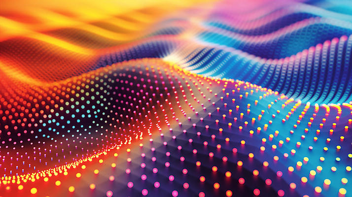 JPG 편집이미지 디자인 백그라운드 패턴 추상 밝음 사람없음 반짝임 컬러풀 점 배열 디지털합성 웨이브 편집소스 이미지편집 편집실사 AI컴퓨터그래픽 AI콘텐츠 컬러 무늬 모션 CG 파일형식