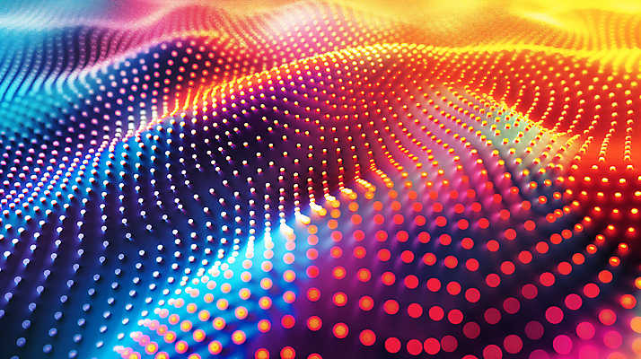 JPG 편집이미지 디자인 백그라운드 패턴 추상 밝음 사람없음 반짝임 컬러풀 점 배열 디지털합성 웨이브 편집소스 이미지편집 편집실사 AI컴퓨터그래픽 AI콘텐츠 컬러 무늬 모션 CG 파일형식