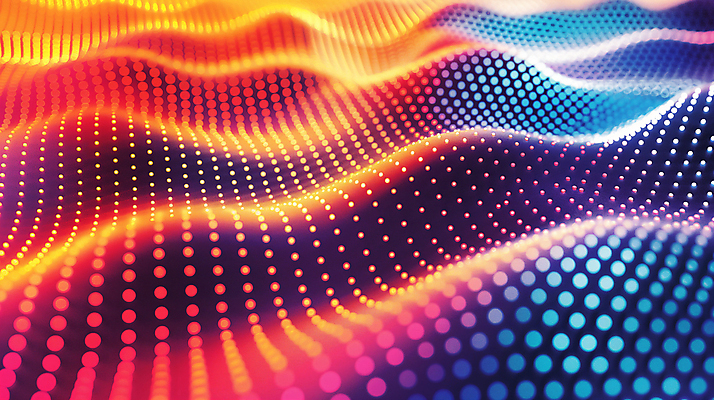 JPG 편집이미지 디자인 백그라운드 패턴 추상 밝음 사람없음 반짝임 컬러풀 점 배열 디지털합성 웨이브 편집소스 이미지편집 편집실사 AI컴퓨터그래픽 AI콘텐츠 컬러 무늬 모션 CG 파일형식