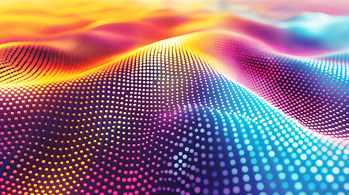 JPG 편집이미지 디자인 백그라운드 패턴 추상 밝음 사람없음 반짝임 컬러풀 점 배열 디지털합성 웨이브 편집소스 이미지편집 편집실사 AI컴퓨터그래픽 AI콘텐츠 컬러 무늬 모션 CG 파일형식