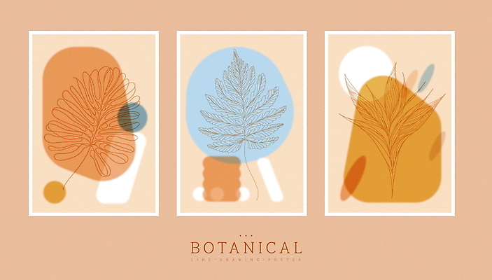 식물 디자인 포스터 잎 일러스트 추상 사람없음 세트 라인아트 모던 심플 베이지색 벽장식 파스텔톤 미니멀 국내일러스트 AI파일 선 컬러 무늬 장식 파일형식 벡터