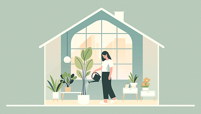 전신 식물 여자 화분 가구 일러스트 창문 한명 들기 성인 인테리어 물뿌리개 모던 물주기 협탁 민트색 성인여자한명만 집모양 플랜테리어 국내일러스트 AI파일 모양 1 디자인 컬러 생활용품 모션 사람 여자한명만 성인여자만 파일형식 벡터