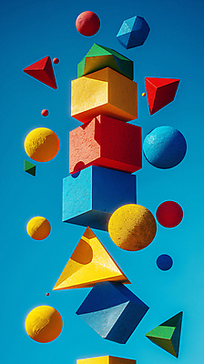 JPG 편집이미지 디자인 백그라운드 사람없음 파란색 3D 블록 다양 입체 디지털합성 오브젝트 입체도형 편집소스 편집3D AI컴퓨터그래픽 AI콘텐츠 도형 컬러 다수 파일형식