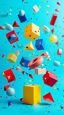 JPG 편집이미지 디자인 백그라운드 사람없음 파란색 3D 블록 다양 입체 디지털합성 오브젝트 입체도형 편집소스 편집3D AI컴퓨터그래픽 AI콘텐츠 도형 컬러 다수 파일형식