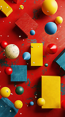 JPG 편집이미지 디자인 백그라운드 사람없음 빨간색 3D 블록 다양 입체 디지털합성 오브젝트 입체도형 편집소스 편집3D AI컴퓨터그래픽 AI콘텐츠 도형 컬러 다수 파일형식