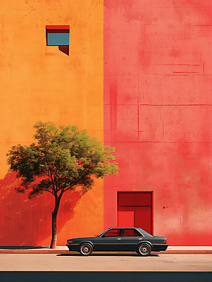 JPG 나무 편집이미지 도로 벽 백그라운드 창문 자동차 거리 풍경 사람없음 빨간색 도시풍경 문 도시 디지털합성 모던 심플 편집소스 편집실사 식물 길 육상교통 컬러 교통시설 CG 파일형식