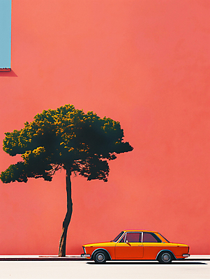 JPG 나무 편집이미지 벽 백그라운드 자동차 거리 풍경 사람없음 도시풍경 도시 디지털합성 모던 심플 편집소스 편집실사 식물 육상교통 CG 파일형식