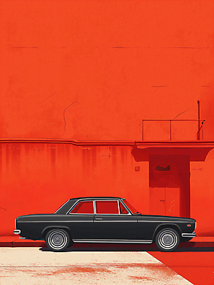 JPG 편집이미지 도로 벽 백그라운드 자동차 거리 풍경 사람없음 빨간색 도시풍경 도시 디지털합성 모던 심플 편집소스 편집실사 길 육상교통 컬러 교통시설 CG 파일형식