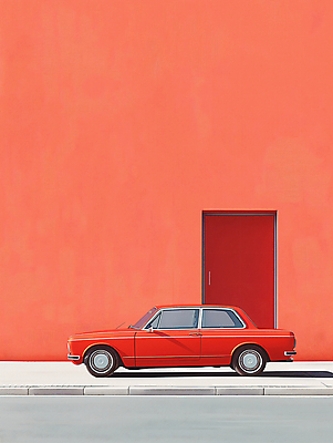 JPG 편집이미지 도로 벽 백그라운드 자동차 거리 풍경 사람없음 빨간색 도시풍경 문 도시 디지털합성 모던 심플 편집소스 편집실사 길 육상교통 컬러 교통시설 CG 파일형식