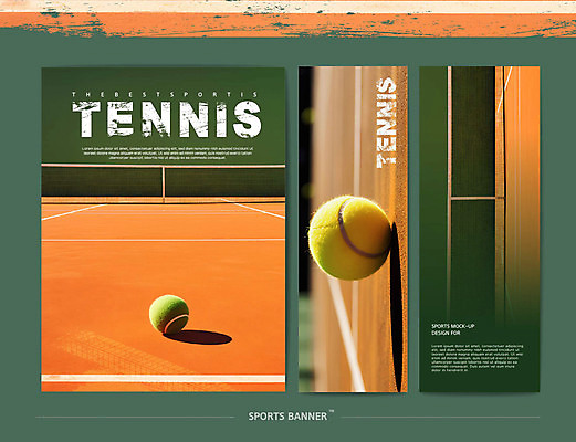 템플릿 배너 배너템플릿 포스터 스포츠 사람없음 초록색 세트 운동 주황색 경기장 테니스 테니스장 테니스공 이미지템플릿 AI파일 컬러 공 스포츠시설 건강 구기 테니스용품 파일형식 벡터