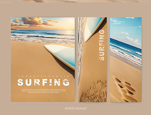 템플릿 배너 배너템플릿 포스터 스포츠 바다 해변 사람없음 세트 모래사장 운동 갈색 서핑보드 서핑 이미지템플릿 AI파일 컬러 건강 수상스포츠 보드_스포츠 파일형식 벡터