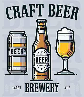 일러스트 맥주 주류 사람없음 맥주잔 맥주병 캔맥주 에일맥주 국내일러스트 AI파일 음료 술잔 술병 캔 파일형식 벡터