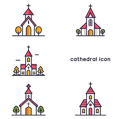 나무 아이콘 십자가 사람없음 건물 빨간색 성당 천주교 라인아이콘 2D아이콘 AI파일 식물 건축물 종교 컬러 종교건축 파일형식 벡터