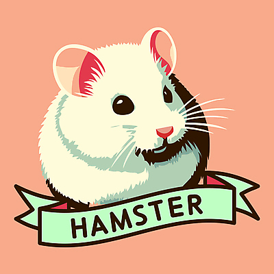 한마리 일러스트 사람없음 흰색 복고 햄스터 코랄 국내일러스트 AI파일 1 컬러 반려동물 설치류 파일형식 벡터