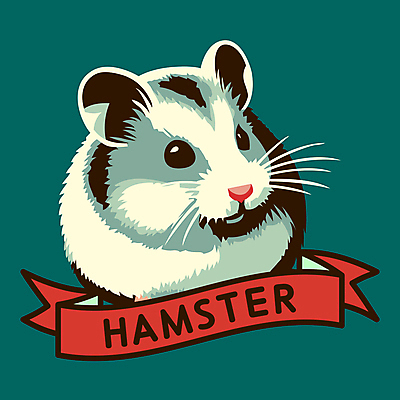 한마리 일러스트 사람없음 복고 청록색 햄스터 국내일러스트 AI파일 1 컬러 반려동물 설치류 파일형식 벡터